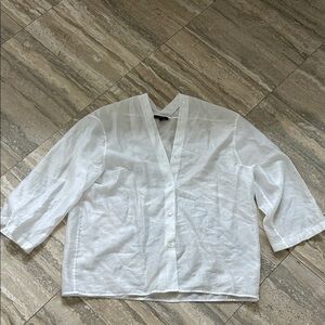 Massimo Dutti White Casual Button Down Shirt size XS